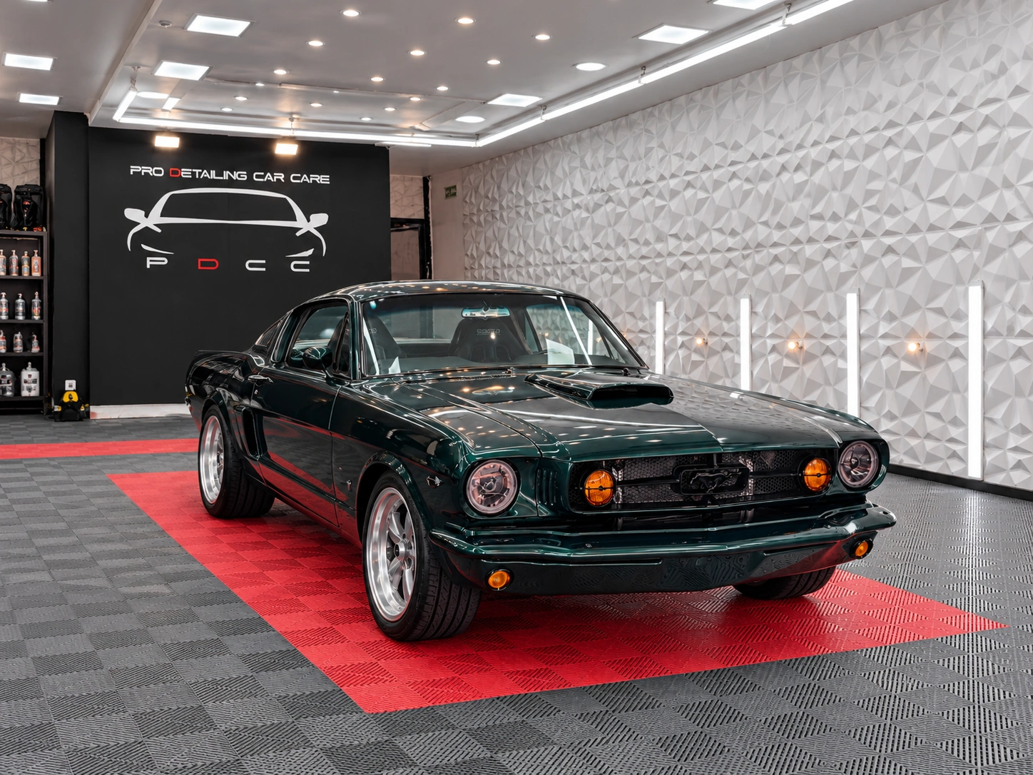 Mustang clásico terminado en el estudio de Pro Detailing Car Care
